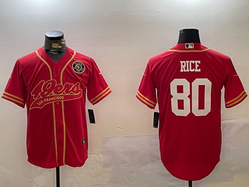 Men San Francisco 49ers #80 Rice Red Joint Name 2024 Nike Limited NFL Jersey style 12091